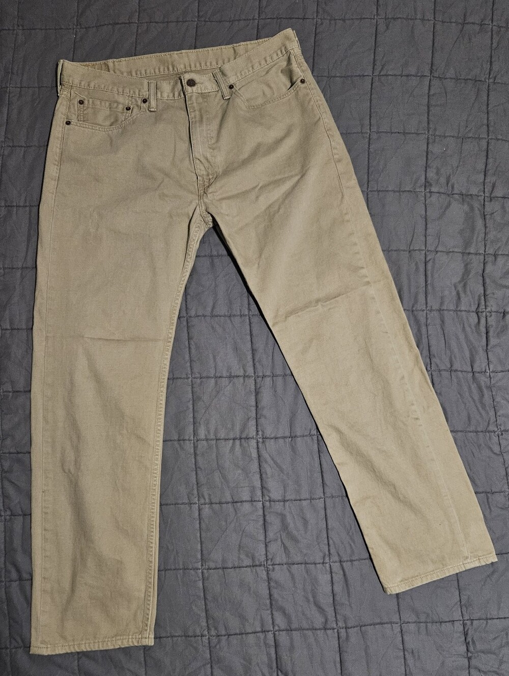 Levi’s 505 Regular Straight Fit Khaki Beige Twill Jeans 38x34